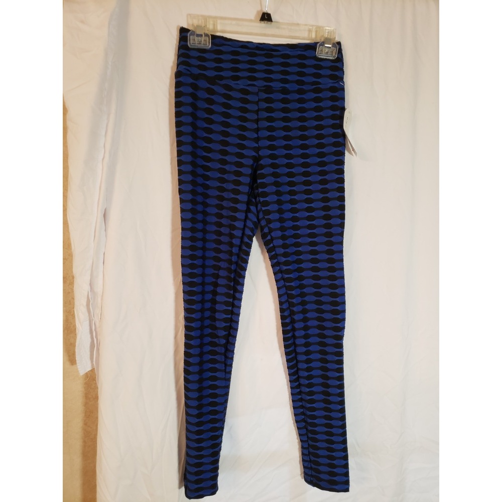 Women's Eye Candy Black And Blue Print Leggings Size M